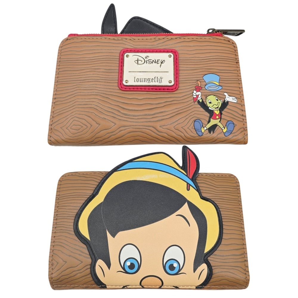 Disney Loungefly Pinocchio Wallet Jiminy‎ Cricket 2022 Movie Cartoon Wood
